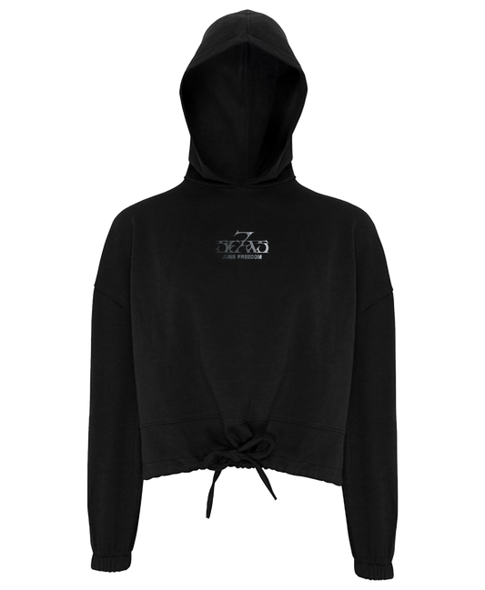 7 SEAS Black Cropped Hooded Sweatshirt